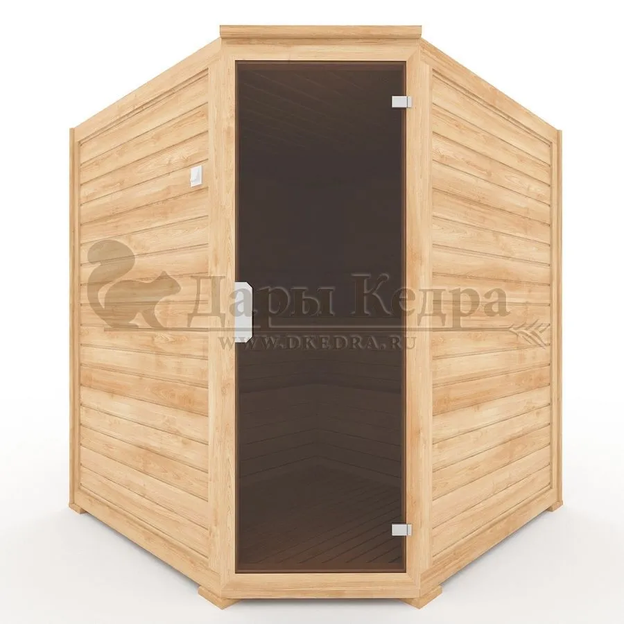 Пятиместная угловая финская сауна кабина из кедра с электрокаменкой