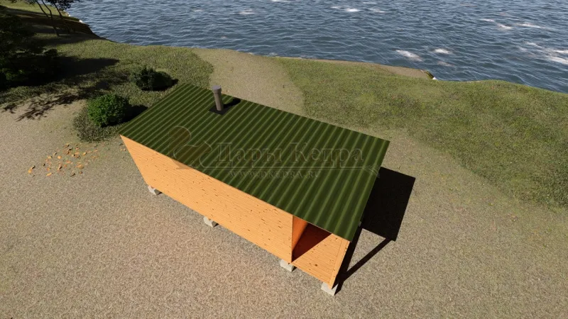 Каркасно-щитовая баня из кедра «Сканди» с верандой